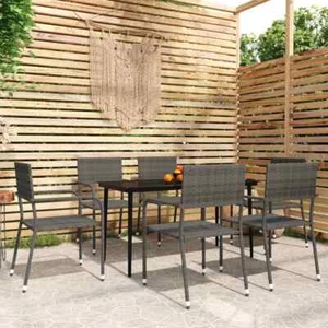 7 Piece Garden Dining Set Grey Y2J7 - Picture 1 of 8