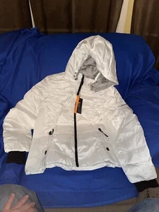 New With Tags Womens Size 2XL Slow Down White Hooded Snow Board Coat Jacket - Picture 1 of 12