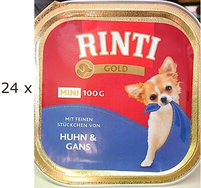 24 x 100 g Rinti Gold Mini Huhn & Gans (€ 9,56/kg) für Mini-Hunde - Bild 1 von 3