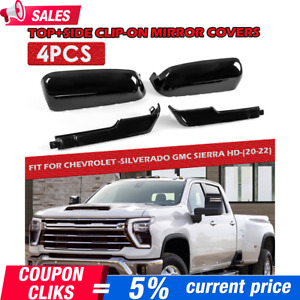 Black Top&Side Mirror Covers Fits Chevy Silverado GMC Sierra 2500 3500 Dtlowjzl*
