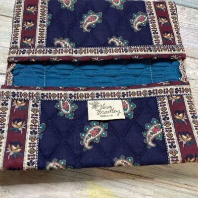 Vintage Vera Bradley Check Book Cover  Navy Blue Preowned Shows Wear - Image 1 of 4