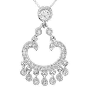 925 Sterling Silver Stunning Dangling 0.78 Carat CZ Bali Style Pendant - Picture 1 of 2