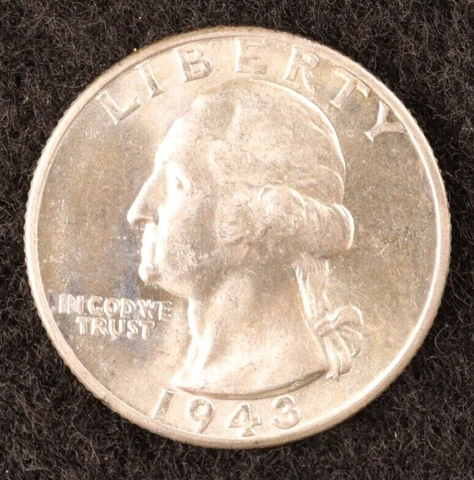 1943 Silver Washington Quarter Dollar (#UV01-111)-Beautiful BU Grade Condition!! Cover