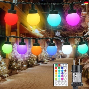 Kugel Lichterkette Außen Bunt 30 LED, 6M RGB Globen Lichterkette Outdoor Strom - Bild 1 von 9
