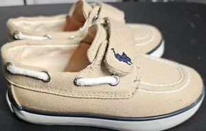 Zapatos de barco TAN Polo Ralph Lauren para niños pequeños talla 6 1/2 - Imagen 1 de 7