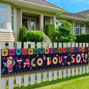 Taco Bout 50 Large Banner - Mexican Theme 50th Birthday Party Yard Banner - 5... - Picture 1 of 6