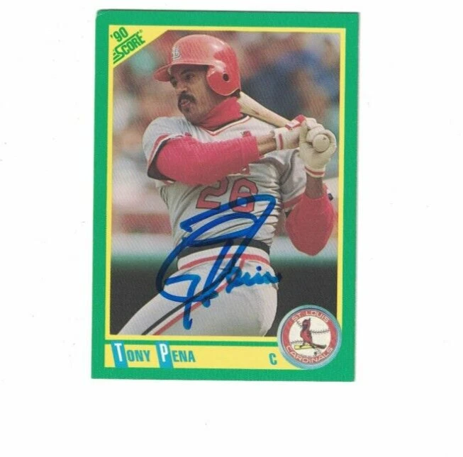 TONY PENA SIGNED IP SCORE 1990 #122 ST. LOUIS CARDINALS AUTO