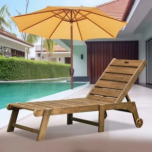 Patio Chaise Lounge Chair Recliner Chair Beach Pool Sunbathing Lawn 5 Positions - Picture 1 of 16