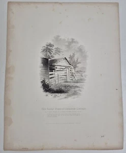Th Early Home of Abraham Lincoln Etched Intaglio Print 9.5x12 Art - Picture 1 of 7