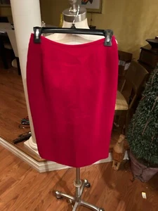 Damen Größe 4 rot Acetat-Polyester Krepp gerade 24" Bleistiftrock. gefüttert - Bild 1 von 5