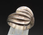 925 Sterling Silver - Vintage Ribbed Bypass Ring Sz 6 - RG24544