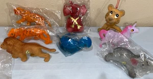 Lot 8 1970's Flocked Animals Hong Kong Elephant Tiger Lion Turtle RARE (ToteBBB) - Picture 1 of 14