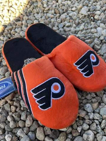 Philadelphia Flyers plush 2012 stripe NHL slippers mens size XL Foco Cover
