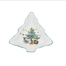 Christmas Time Dish Teddy Bear Presents Tree Nikko Japan 6 1/2"Wx6 1/2"Lx3/4"H
