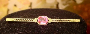 Art Deco/Übergangs Morganit Bar Pin in 10K massiv Gold - Bild 1 von 3