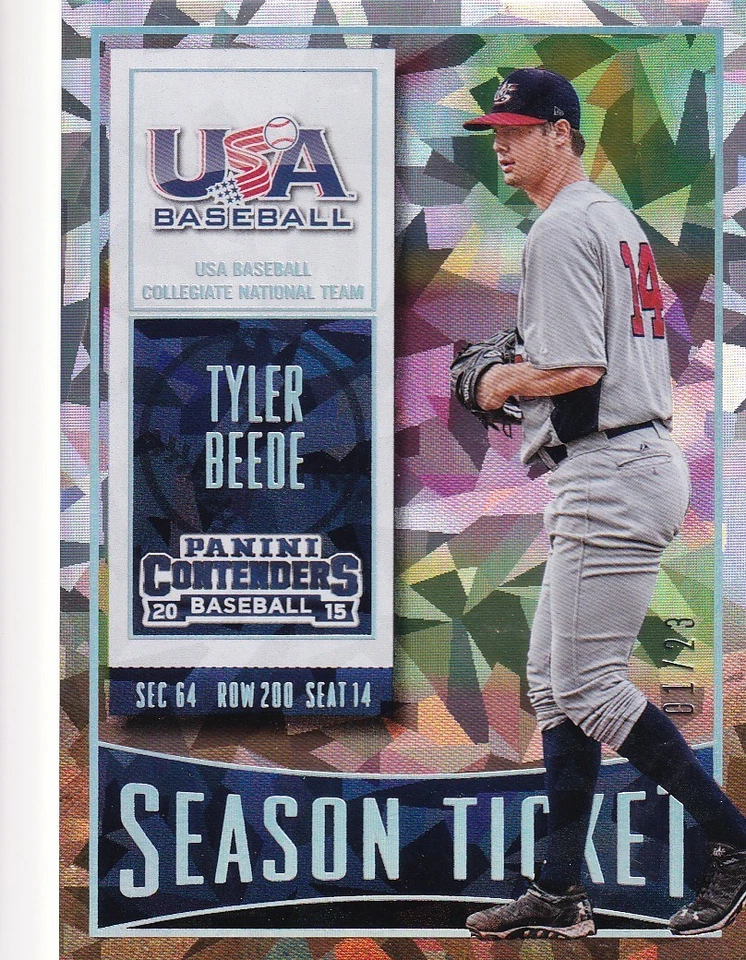 Boleto de temporada 2015 Panini Contenders Cracked Ice #01/23 Tyler Beede #58 raro SP Foto 1 de 2