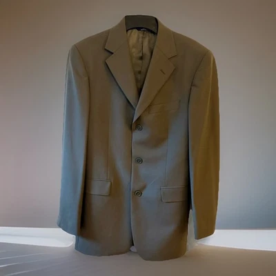 Chaqueta Blazer Brooks Brothers 346 Gris Oliva Lana Elastizada 36M Clásica 3 Botones Foto 1 de 4