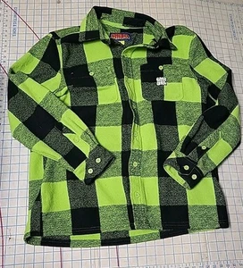 Empyre Flannel neon Green Dayglow Plaid Medium Dixxon - Picture 1 of 9