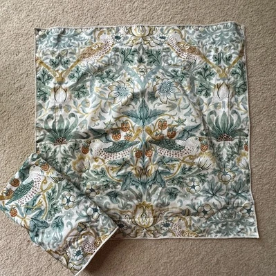 Morris & Co. Strawberry Thief Pillow Covers 18”x18” Bird Floral - Image 1 of 4