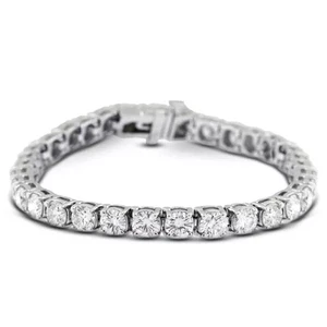 Brazalete de tenis clásico de oro blanco sólido de 14 quilates con diamantes redondos cultivados en laboratorio D VVS1 - Imagen 1 de 7