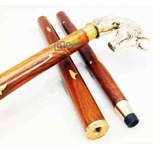 Gehstock aus Holz für Damen & Herren Messing Designer Griff Dolch Gehstock - Bild 1 von 10