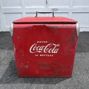 Vintage Coca Cola Cooler Trade Marked Metal 1950s Mid Century - Picture 1 of 9