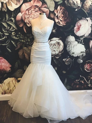 Satin Sexy Mermaid Wedding Dresses Sweetheart Ruching Sweep Train Bridal Gowns - Image 1 of 4