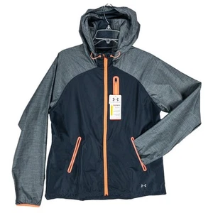 Under Armour Running Jacket Woman's Size Large Heatgear Gray Orange Trim Tags - Picture 1 of 12