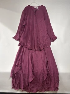 NUEVO CON ETIQUETAS Roamans Juego de 2 piezas Malva Boho Gitana En Capas Volantes en Niveles Maxi Falda 26W Cremallera - Imagen 1 de 13