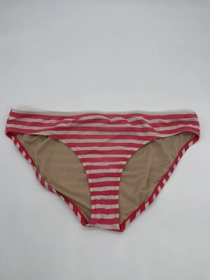Parte inferior de bikini hipster a rayas J Crew rojo marfil H7605 talla L Foto 1 de 4