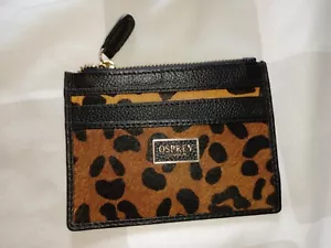 Osprey Ladies Ocelot Leather Purse Leopard Print Black Brown Zip Closure Pocket - Picture 1 of 5