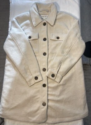 女式 Ava & Viv 外套女式 L 奶油长袖纽扣 — 第 1/4 张图片