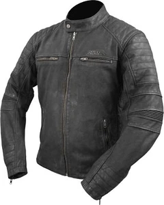 ARMR RETORO BLACK LEATHER CLASSIC MOTORCYCLE JACKET RRP - £199.99 - Picture 1 of 2