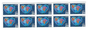 Scott # 2536...29 Cent...LOVE...Booklet Pane of 10 Stamps  - Picture 1 of 1