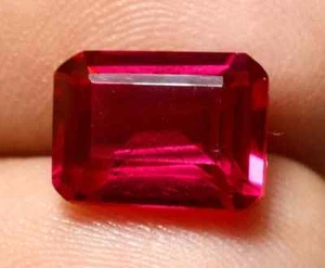 VVS 6.50 Ct Natural Mogok Red Ruby Emerald Cut Certified Loose Gemstone U774 - Picture 1 of 6
