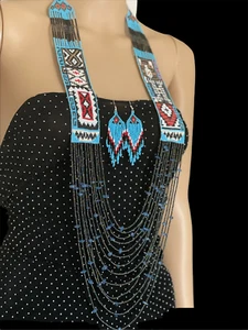 Seed bead necklace Handcrafted boho African jewelry tribal set - Picture 1 of 7