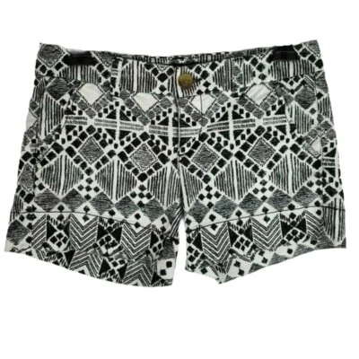 Pantalones Cortos American Eagle Elastizados Midi Para Mujer Talla 4 Negro Blanco Patrón Geométrico Foto 1 de 4