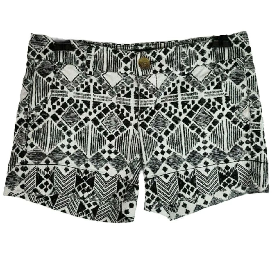 Pantalones Cortos American Eagle Elastizados Midi Para Mujer Talla 4 Negro Blanco Patrón Geométrico Foto 1 de 4