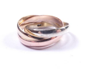 Anello oro 9 carati giallo rosa bianco fede nuziale russa trilogia misura H - Foto 1 di 5
