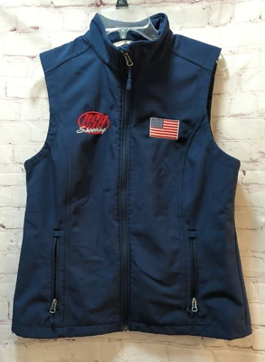 Port Authority Soft Shell Fleece lined Vest Men Large USA Shooting Flag Patches - Image 1 of 4