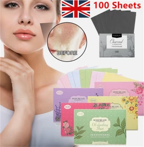 100 Sheets Blotting Paper Oil Control Face Absorbing Wipe Oily Skin Fresh Smell - Picture 1 of 23