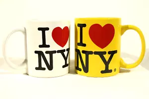 New York Coffee Cup White Yellow 4" 10 Ounce Souvenirs Collectibles Lot of 2 - Picture 1 of 6