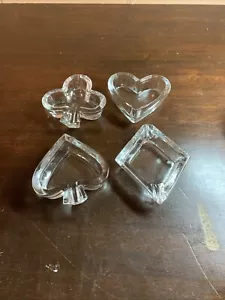 Glass Ashtray Set Bridge Set Hearts Diamonds Clubs Spades Suits of Cards - Picture 1 of 1