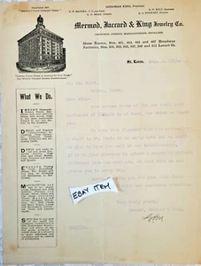 1909 LETTERHEAD St. Louis Mo. MERMOD JARRARD & KING JEWELRY CO. DIAMOND PEARLS - Picture 1 of 1