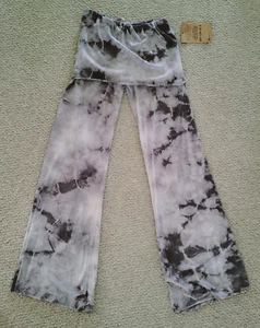 NWT LVR Organic Activewear Tie Dye Pants Gray White Wide Leg Size Small New - Picture 1 of 13