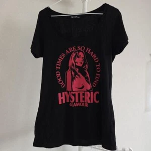 HYSTERIC GLAMOUR T-shirt Girl Print Black Short Sleeve Cotton Women Used JAPAN - Picture 1 of 4