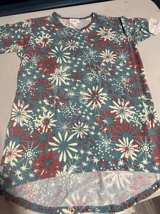 LuLaRoe Gracie Kids shirt Size 12 high-low hem Fireworks Patriotic #1325 - Picture 1 of 3