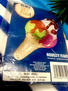A Ice Cream Cone Pool Float 42”Glossy Vinyl Beach Pool Party NWT - Picture 1 of 4