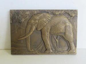 Rare Vintage Art Deco Maurice Rene Thenot Bronze Elephant Art Plaque Medal - Picture 1 of 24