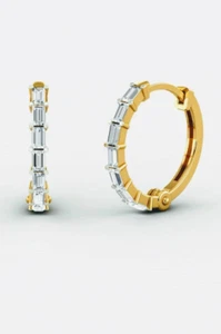 Baguette Geniune Diamond Earrings 14kt gold nose ring Geniune Diamond nose ring/ - Picture 1 of 6